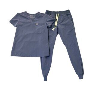 FIGS Scrub Top Pants Set Zamora Jogger Scrubs Technical Blue Purple size XS